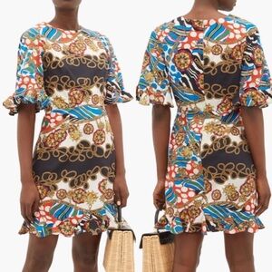 Rhode Hailey Mini Dress in Multi Color Chain Print Short Sleeve size 6